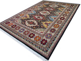 handmade Geometric Sherwan Black Ivory Hand Knotted RECTANGLE 100% WOOL area rug 12x17