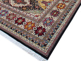 handmade Geometric Sherwan Black Ivory Hand Knotted RECTANGLE 100% WOOL area rug 12x17