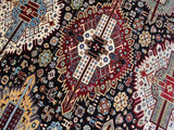 handmade Geometric Sherwan Black Ivory Hand Knotted RECTANGLE 100% WOOL area rug 12x17