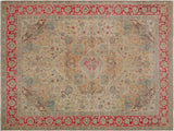 handmade Vintage Beige Pink Hand Knotted RECTANGLE 100% WOOL area rug 9x11