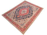 handmade Vintage Blue Red Hand Knotted RECTANGLE 100% WOOL area rug 8x11