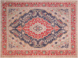 handmade Vintage Blue Red Hand Knotted RECTANGLE 100% WOOL area rug 8x11