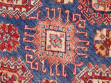 handmade Geometric Super Kazak Blue Beige Hand Knotted RECTANGLE 100% WOOL area rug 9x13