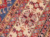 handmade Geometric Super Kazak Blue Beige Hand Knotted RECTANGLE 100% WOOL area rug 9x13