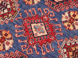 handmade Geometric Super Kazak Blue Beige Hand Knotted RECTANGLE 100% WOOL area rug 9x13