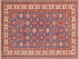 Bohemian Super Kazak Lu Blue/Beige Wool Rug - 9'1'' x 12'7''