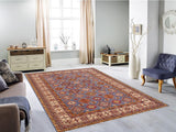 handmade Geometric Super Kazak Blue Beige Hand Knotted RECTANGLE 100% WOOL area rug 9x12