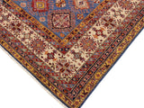 handmade Geometric Super Kazak Blue Beige Hand Knotted RECTANGLE 100% WOOL area rug 9x12