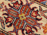 handmade Geometric Super Kazak Blue Beige Hand Knotted RECTANGLE 100% WOOL area rug 9x12
