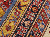 handmade Geometric Super Kazak Blue Beige Hand Knotted RECTANGLE 100% WOOL area rug 9x12