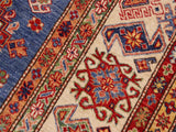 handmade Geometric Super Kazak Blue Beige Hand Knotted RECTANGLE 100% WOOL area rug 9x12