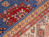 handmade Geometric Super Kazak Blue Beige Hand Knotted RECTANGLE 100% WOOL area rug 9x12