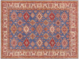 Rustic Super Kazak Paul Blue/Beige Wool Rug - 8'8'' x 12'2''