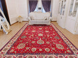 handmade Medallion, Traditional Tabriz Red Beige Hand Knotted RECTANGLE 100% WOOL area rug 10x13