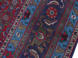 handmade Medallion, Traditional Tabriz Red Blue Hand Knotted RECTANGLE 100% WOOL area rug 10x13