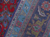 handmade Medallion, Traditional Tabriz Red Blue Hand Knotted RECTANGLE 100% WOOL area rug 10x13