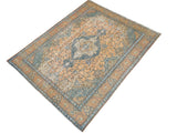 handmade Medallion, Traditional Tabriz Tan Blue Hand Knotted RECTANGLE 100% WOOL area rug 10x13