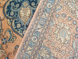 handmade Medallion, Traditional Tabriz Tan Blue Hand Knotted RECTANGLE 100% WOOL area rug 10x13