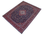 handmade Medallion, Traditional Kashan Blue Red Hand Knotted RECTANGLE 100% WOOL area rug 10x13