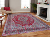 handmade Medallion, Traditional Tabriz Red Blue Hand Knotted RECTANGLE 100% WOOL area rug 10x13