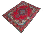 handmade Medallion, Traditional Tabriz Red Blue Hand Knotted RECTANGLE 100% WOOL area rug 10x13