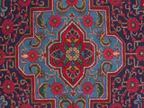 handmade Medallion, Traditional Tabriz Red Blue Hand Knotted RECTANGLE 100% WOOL area rug 10x13