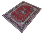handmade Medallion, Traditional Kashan Red Purple Hand Knotted RECTANGLE 100% WOOL area rug 10x14
