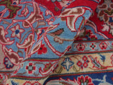 handmade Medallion, Traditional Kashan Red Blue Hand Knotted RECTANGLE 100% WOOL area rug 10x13