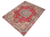 handmade Medallion, Traditional Tabriz Red Green Hand Knotted RECTANGLE 100% WOOL area rug 10x13