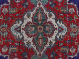handmade Medallion, Traditional Tabriz Blue Red Hand Knotted RECTANGLE 100% WOOL area rug 10x13