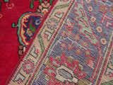 handmade Medallion, Traditional Tabriz Red Blue Hand Knotted RECTANGLE 100% WOOL area rug 7x9