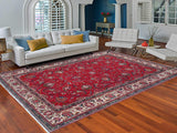 handmade Medallion, Traditional Tabriz Red Beige Hand Knotted RECTANGLE 100% WOOL area rug 9x12