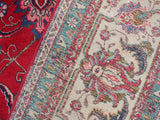 handmade Medallion, Traditional Tabriz Red Beige Hand Knotted RECTANGLE 100% WOOL area rug 9x12