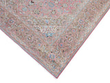 handmade Medallion, Traditional Kashan Pink Brown Hand Knotted RECTANGLE 100% WOOL area rug 8x12