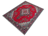 handmade Medallion, Traditional Tabriz Red Purple Hand Knotted RECTANGLE 100% WOOL area rug 10x13