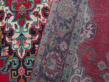 handmade Medallion, Traditional Tabriz Red Purple Hand Knotted RECTANGLE 100% WOOL area rug 10x13