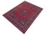 handmade Medallion, Traditional Kashan Red Blue Hand Knotted RECTANGLE 100% WOOL area rug 10x13
