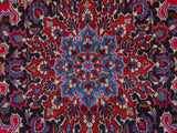 handmade Medallion, Traditional Kashan Red Blue Hand Knotted RECTANGLE 100% WOOL area rug 10x13