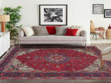 handmade Medallion, Traditional Bakhtiari Red Purple Hand Knotted RECTANGLE 100% WOOL area rug 9x11