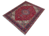 handmade Medallion, Traditional Bakhtiari Red Purple Hand Knotted RECTANGLE 100% WOOL area rug 9x11