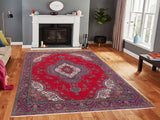 handmade Medallion, Traditional Tabriz Red Purple Hand Knotted RECTANGLE 100% WOOL area rug 9x13