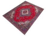 handmade Medallion, Traditional Tabriz Red Purple Hand Knotted RECTANGLE 100% WOOL area rug 9x13