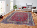 handmade Medallion, Traditional Kashan Red Blue Hand Knotted RECTANGLE 100% WOOL area rug 10x14