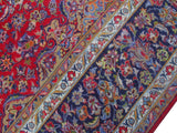 handmade Medallion, Traditional Kashan Red Blue Hand Knotted RECTANGLE 100% WOOL area rug 10x14