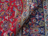 handmade Medallion, Traditional Kashan Red Blue Hand Knotted RECTANGLE 100% WOOL area rug 10x14