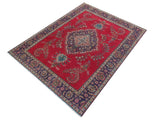 handmade Medallion, Traditional Tabriz Red Purple Hand Knotted RECTANGLE 100% WOOL area rug 10x13