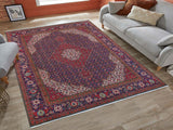 handmade Medallion, Traditional Tabriz Mahi Blue Red Hand Knotted RECTANGLE 100% WOOL area rug 10x12