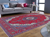 handmade Medallion, Traditional Tabriz Red Purple Hand Knotted RECTANGLE 100% WOOL area rug 9x13