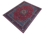 handmade Medallion, Traditional Kashan Red Purple Hand Knotted RECTANGLE 100% WOOL area rug 10x13