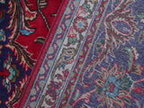 handmade Medallion, Traditional Kashan Red Purple Hand Knotted RECTANGLE 100% WOOL area rug 10x13